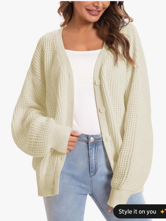 Sweaters - 2026 Cardigan Sweaters Women 100% Cotton ButtonDown Oversized Knit Outerwear M